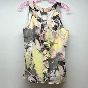 AGB Sleeveless Rufffled Blouse Top Size M